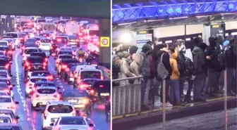 İstanbul'da yağmur hayatı felç etti! Yollar ve metrobüs tıklım tıklım