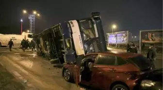Ankara'da EGO otobüsü araçların üzerine devrildi: 16 yaralı