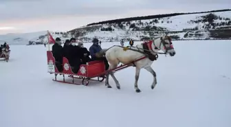 YÖK Başkanı Özvar, Çıldır Gölü'nde atlı kızakla gezdi