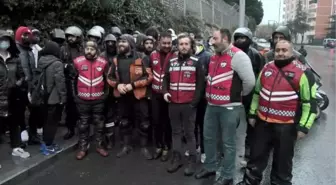 BAŞAKŞEHİR'DE MOTOSİKLETLİ KURYELERDEN KORNALI PROTESTO