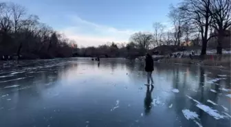 New York'ta aşırı soğuk nedeniyle Central Park'taki göl ondu