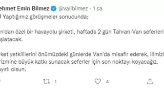 Vali Bilmez'den Van-Tahran uçak seferi girişimi