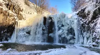 Ordu'da şelale buz tuttu