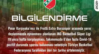 ING Basketbol Süper Ligi'nde Pınar Karşıyaka-Frutti Extra Bursaspor maçı ertelendi