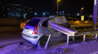 Maltepe'de otomobil bariyere ok gibi saplandı: 1 yaralı