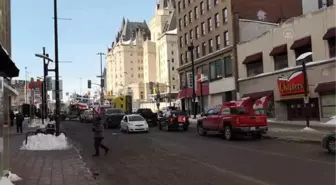 Kanada'da aşı karşıtı kamyon sürücülerinin protestosu
