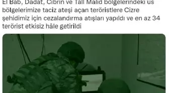 Barış Pınarı ve Fırat Kalkanı bölgelerinde 43 terörist etkisiz hale getirildi