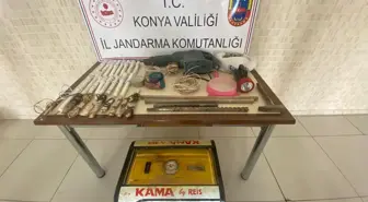 Konya'da 5 kişi kaçak kazıda kullanılan malzemelerle yakalandı