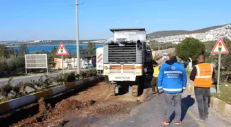 Didim Akbük Mahallesi'nde sıcak asfalt çalışması sürüyor