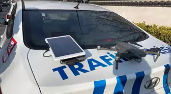 Sarıyer'de dron'lu trafik denetimi