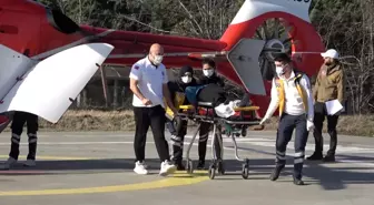 Beyin kanaması geçiren hastanın yardımına ambulans helikopter yetişti