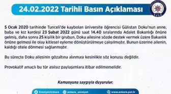 Son dakika haber | Ankara Emniyet Müdürlüğü: Doku ailesinin gözaltına alınması söz konusu değildir