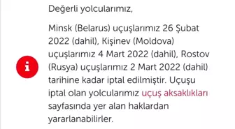 THY'nin Rostov, Minsk ve Kişinev seferleri iptal edildi