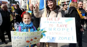 Hırvatistan'ın başkenti Zagreb'de, Ukrayna'ya destek gösterisi