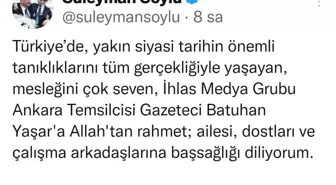 İhlas Medya Grubu Ankara Temsilcisi Batuhan Yaşar için başsağlığı mesajları