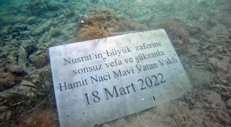 Nusret Mayın Gemisi için denizin derinliklerine plaket bırakıldı