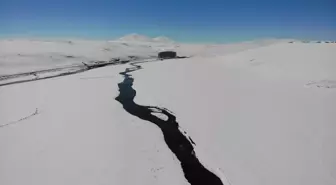 Kars'ta kar altındaki menderesler büyülüyor