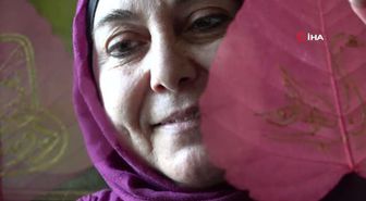 Kurumuş yaprakları sanat eserine dönüştürüyor