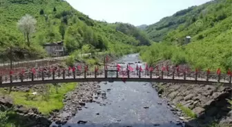 Konuşarak anlatamadığı ay yıldız sevgisini, bayraklarla süslediği köprüde gösteriyor