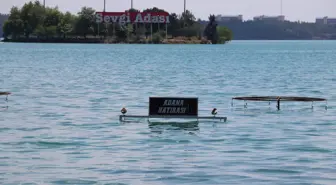 Adana'da su seviyesi yükselen baraj gölünün kenarındaki kafeleri su bastı