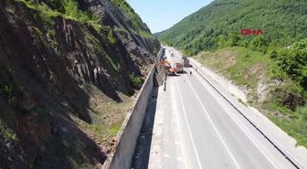 BARTIN-KARABÜK YOLUNDA HEYELAN SONRASI ONARIM DEVAM EDİYOR
