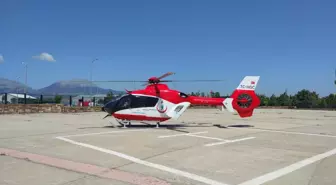 Konya'da ambulans helikopter, el atar damarı kesilen hasta için havalandı