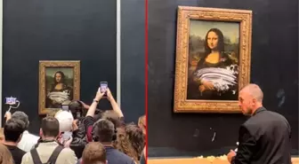 Yaşlı kadın kılığına giren iklim aktivisti, Mona Lisa tablosuna pasta fırlattı