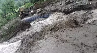 Taşköprü'de sağanak yağış: Yollar zarar gördü