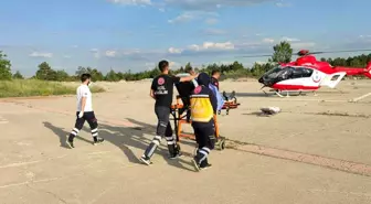 Ambulans helikopter kalp krizi geçiren hasta için havalandı