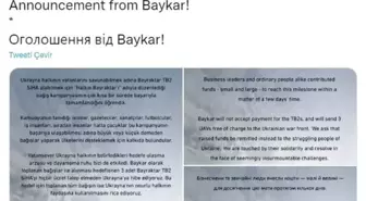 Baykar, Ukrayna'ya Bayraktar TB2 hediye ediyor!