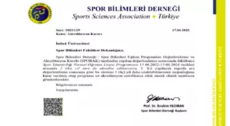 İnönü üniversitesi Spor Yöneticiliği bölümü akredite edildi