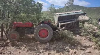 Son dakika haber... Şarampole devrilen traktörün sürücüsü yaralandı, eşi öldü