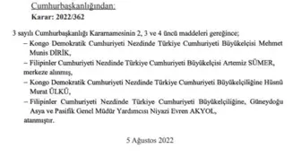 Son dakika haber! Büyükelçi Kararnamesi Yayınlandı: Merkeze Alınan 7 Büyükelçinin Yerine Atama Yapıldı