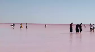 Tuz Gölü, sıcaklıkla birlikte artan alg ve bakteriler nedeniyle pembeye büründü