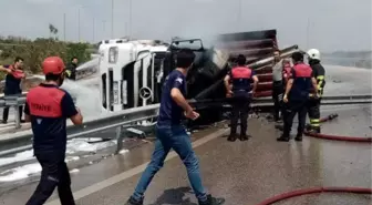 Son dakika haberi... Devrilip alev alan TIR'ın şoförü öldü