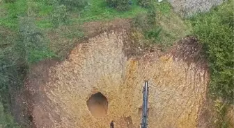ORDU'DA YOL ÇALIŞMASINDA YER ALTI MAĞARASI BULUNDU