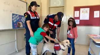 Son dakika haber... Jandarma köpeği 'Yazgan'a çocuklardan büyük ilgi