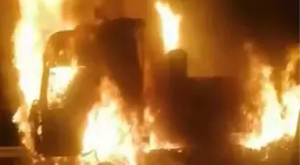BURSA'DA SEYİR HALİNDEKİ TIR ALEV ALEV YANDI