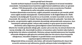 Kayseri haberleri! Kayseri Eczacı Odası: 'Operasyonun eczacı camiasına mal edilmesini kabul etmiyoruz'