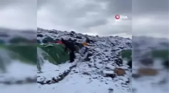 Ağrı gündem haberi: Ağrı Dağı zirvesine çıkmak isteyen kadın dağcılara fırtına engel oldu