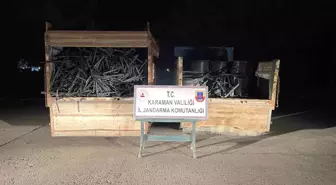 Karaman'da tarladan sulama hortumu çalan şüpheli yakalandı