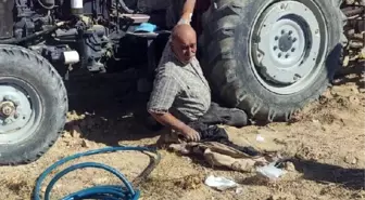 TRAKTÖRÜNÜN TEKERİ ALTINDA KALAN ÇİFTÇİYİ İTFAİYE KURTARDI