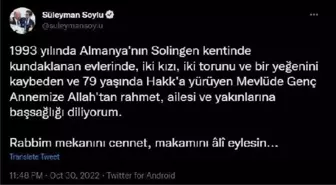 BAKAN SOYLU'DAN, MEVLÜDE GENÇ İÇİN TAZİYE MESAJI