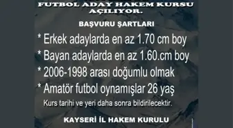 Kayseri'de Futbol Aday Hakem Kursu açılıyor