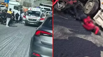 Kavşakta yanından geçmeye çalıştığı tırın altından kalan motosikletli kurye hayatını kaybetti