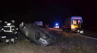 Alkollü sürücü takla atan araçtan burnu kanamadan çıktı