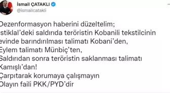 İçişleri Bakanlığı Sözcüsü Çataklı'dan İstiklal Caddesi'ndeki terör saldırısına ilişkin açıklama Açıklaması