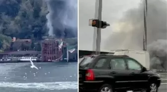 Beykoz'da başlayan yangın, boğazı kara dumanlarla kapladı