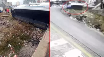 Seyir halindeyken şoförü silahla vurulan minibüs araziye uçtu