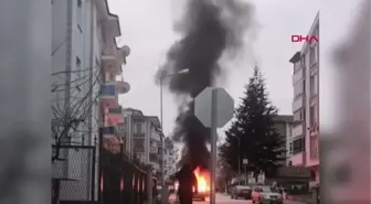 TOKAT'TA PARK HALİNDEKİ OTOMOBİL YANDI